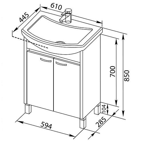 Тумба с раковиной Aquanet Донна 60 светлый дуб (2 дверцы) 00168929+00168863 Тумба с раковиной Aquanet Донна 60 светлый дуб (2 дверцы) 00168929+00168863
