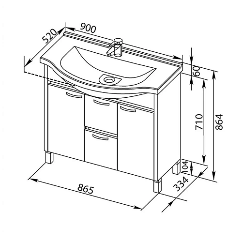 Тумба с раковиной Aquanet Донна 90 белый дуб 00169181+00168865 Тумба с раковиной Aquanet Донна 90 белый дуб 00169181+00168865