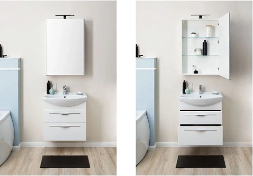 Тумба с раковиной Aquanet Ирвин 65 белый 00203969 + 00177677 Тумба с раковиной Aquanet Ирвин 65 белый 00203969 + 00177677