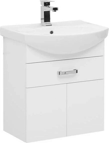Тумба с раковиной Aquanet Ирис 60 белый (1 ящик, 2 дверцы) 00198381 + 00182641 Тумба с раковиной Aquanet Ирис 60 белый (1 ящик, 2 дверцы) 00198381 + 00182641
