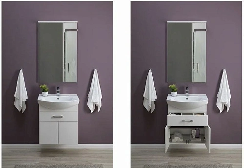 Тумба с раковиной Aquanet Ирис 60 белый (1 ящик, 2 дверцы) 00212657 Тумба с раковиной Aquanet Ирис 60 белый (1 ящик, 2 дверцы) 00212657