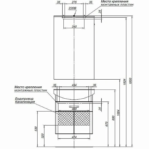 Тумба с раковиной Aquanet Ирис 60 белый (1 ящик, 2 дверцы) 00212657 Тумба с раковиной Aquanet Ирис 60 белый (1 ящик, 2 дверцы) 00212657