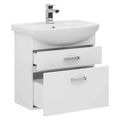 Тумба с раковиной Aquanet Ирис 65 белый (2 ящика) 00212660 Тумба с раковиной Aquanet Ирис 65 белый (2 ящика) 00212660