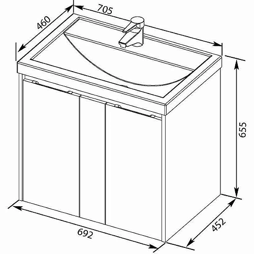 Тумба с раковиной Aquanet Клио 70 белый глянец 00280877 Тумба с раковиной Aquanet Клио 70 белый глянец 00280877
