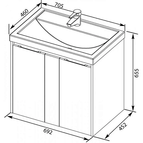 Тумба с раковиной Aquanet Клио 70 белый глянец/Дуб Веллингтон 00280878 Тумба с раковиной Aquanet Клио 70 белый глянец/Дуб Веллингтон 00280878