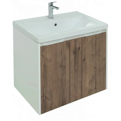 Тумба с раковиной Aquanet Клио 70 белый глянец/Дуб Веллингтон 00280878 Тумба с раковиной Aquanet Клио 70 белый глянец/Дуб Веллингтон 00280878