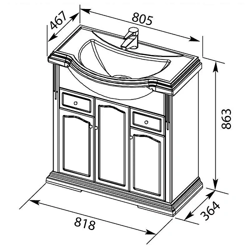 Тумба с раковиной Aquanet Лагуна Классик 80 белый 00200883 + 00185344 Тумба с раковиной Aquanet Лагуна Классик 80 белый 00200883 + 00185344