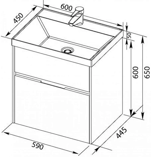 Тумба с раковиной Aquanet Латина 60 белый (1 ящик) 00212979 Тумба с раковиной Aquanet Латина 60 белый (1 ящик) 00212979