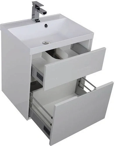 Тумба с раковиной Aquanet Латина 60 белый (2 ящика) 00212833 Тумба с раковиной Aquanet Латина 60 белый (2 ящика) 00212833