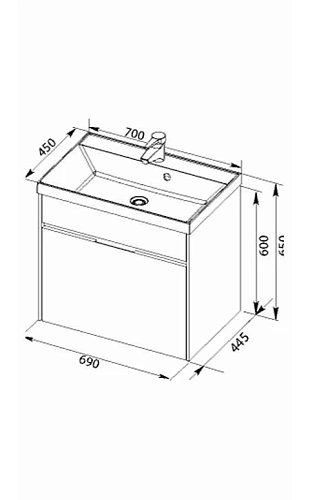Тумба с раковиной Aquanet Латина 70 белый (1 ящик) 00180000+00179394 Тумба с раковиной Aquanet Латина 70 белый (1 ящик) 00180000+00179394