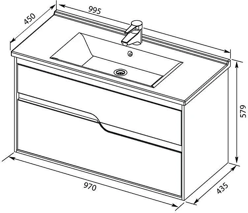 Тумба с раковиной Aquanet Модена 100 белый 00212664 Тумба с раковиной Aquanet Модена 100 белый 00212664