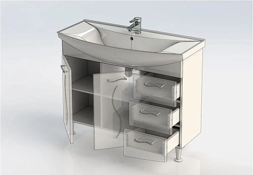 Тумба с раковиной Aquanet Моника 105 белый 00186772+00184263 Тумба с раковиной Aquanet Моника 105 белый 00186772+00184263