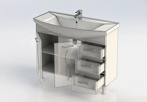 Тумба с раковиной Aquanet Моника 105 белый 00212600 Тумба с раковиной Aquanet Моника 105 белый 00212600