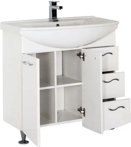 Тумба с раковиной Aquanet Моника 85 белый 00186771+00185346 Тумба с раковиной Aquanet Моника 85 белый 00186771+00185346