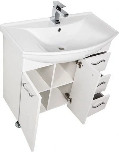 Тумба с раковиной Aquanet Моника 85 белый 00186771+00185346 Тумба с раковиной Aquanet Моника 85 белый 00186771+00185346
