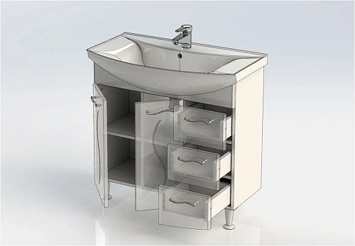 Тумба с раковиной Aquanet Моника 85 белый 00186771+00185346 Тумба с раковиной Aquanet Моника 85 белый 00186771+00185346