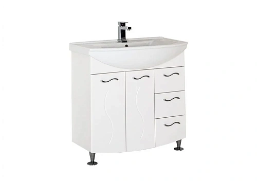 Тумба с раковиной Aquanet Моника 85 белый 00186771+00185346 Тумба с раковиной Aquanet Моника 85 белый 00186771+00185346