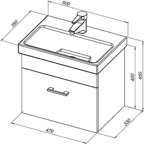 Тумба с раковиной Aquanet Нота 50 (Moduo Slim) белый 00254064 Тумба с раковиной Aquanet Нота 50 (Moduo Slim) белый 00254064