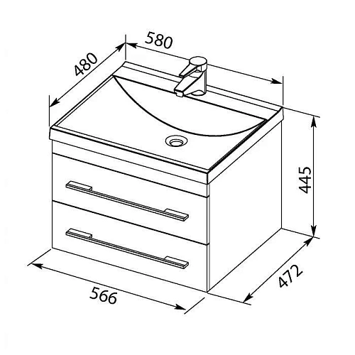 Тумба с раковиной Aquanet Нота NEW 58 белый 00171483 + 00204117 Тумба с раковиной Aquanet Нота NEW 58 белый 00171483 + 00204117