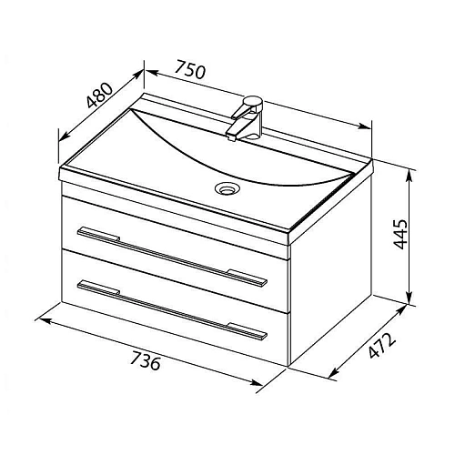 Тумба с раковиной Aquanet Нота NEW 75 белый 00171487 + 00204118 Тумба с раковиной Aquanet Нота NEW 75 белый 00171487 + 00204118