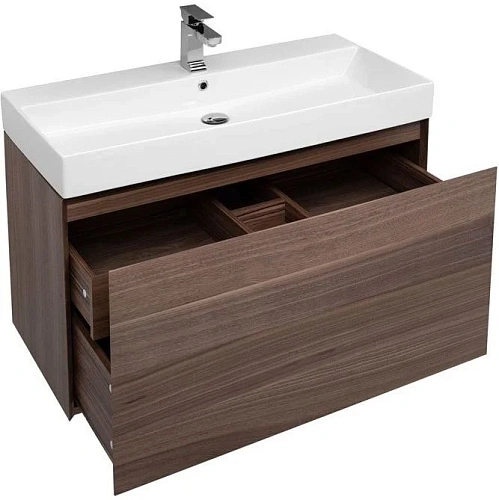 Тумба с раковиной Aquanet Нью-Йорк 100 орех 00203949 + 00199206 Тумба с раковиной Aquanet Нью-Йорк 100 орех 00203949 + 00199206