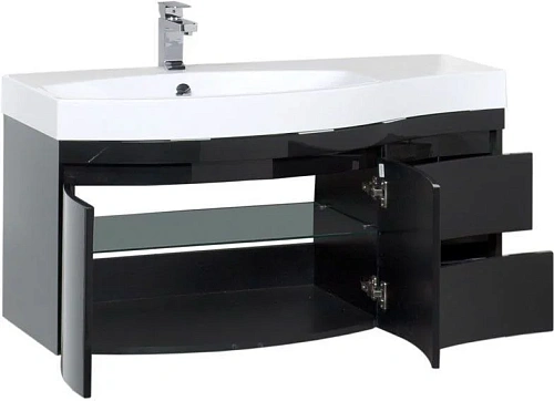 Тумба с раковиной Aquanet Опера 115 L черный (2 дверцы 2 ящика) 00169612+00169398 Тумба с раковиной Aquanet Опера 115 L черный (2 дверцы 2 ящика) 00169612+00169398