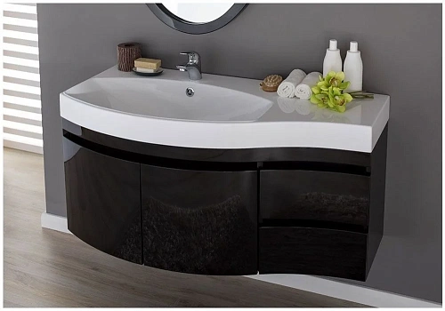 Тумба с раковиной Aquanet Опера 115 L черный (2 дверцы 2 ящика) 00169612+00169398 Тумба с раковиной Aquanet Опера 115 L черный (2 дверцы 2 ящика) 00169612+00169398