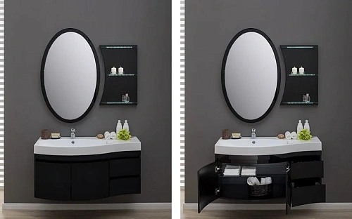 Тумба с раковиной Aquanet Опера 115 L черный (2 дверцы 2 ящика) 00169612+00169398 Тумба с раковиной Aquanet Опера 115 L черный (2 дверцы 2 ящика) 00169612+00169398