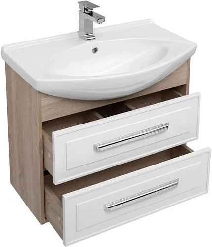 Тумба с раковиной Aquanet Остин 75 дуб сонома/белый 00200909 + 00175447 Тумба с раковиной Aquanet Остин 75 дуб сонома/белый 00200909 + 00175447