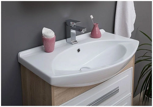 Тумба с раковиной Aquanet Остин 75 дуб сонома/белый 00200909 + 00175447 Тумба с раковиной Aquanet Остин 75 дуб сонома/белый 00200909 + 00175447