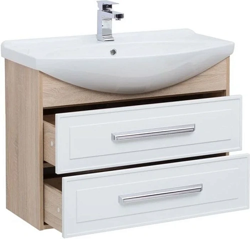 Тумба с раковиной Aquanet Остин 85 дуб сонома/белый 00201724 + 00175448 Тумба с раковиной Aquanet Остин 85 дуб сонома/белый 00201724 + 00175448