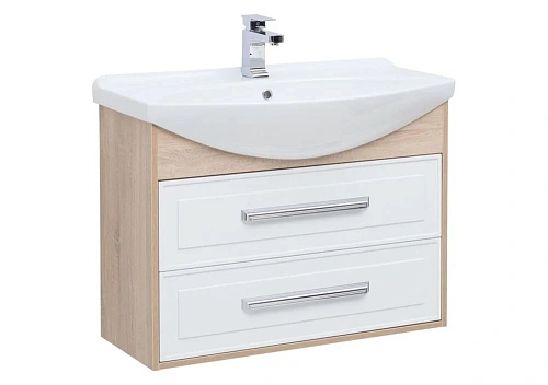 Тумба с раковиной Aquanet Остин 85 дуб сонома/белый 00201724 + 00175448 Тумба с раковиной Aquanet Остин 85 дуб сонома/белый 00201724 + 00175448