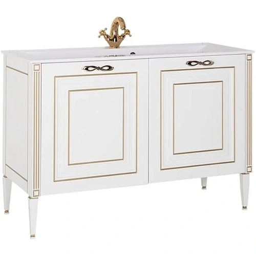 Тумба с раковиной Aquanet Паола 120 белый/золото (литьевой мрамор) 00212605 Тумба с раковиной Aquanet Паола 120 белый/золото (литьевой мрамор) 00212605