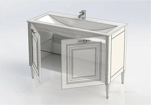 Тумба с раковиной Aquanet Паола 120 белый/золото (литьевой мрамор) 00212605 Тумба с раковиной Aquanet Паола 120 белый/золото (литьевой мрамор) 00212605