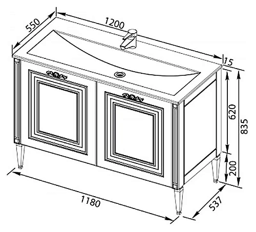 Тумба с раковиной Aquanet Паола 120 белый/золото (литьевой мрамор) 00212605 Тумба с раковиной Aquanet Паола 120 белый/золото (литьевой мрамор) 00212605