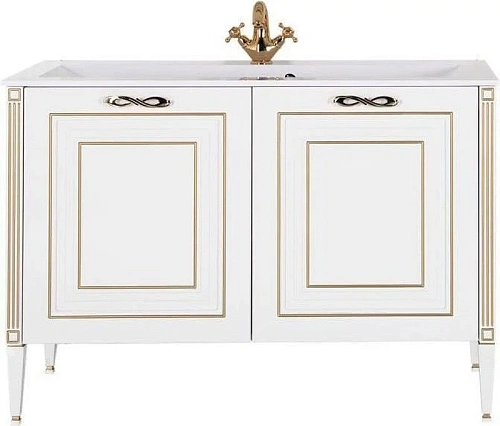 Тумба с раковиной Aquanet Паола 120 белый/золото (литьевой мрамор) 00212605 Тумба с раковиной Aquanet Паола 120 белый/золото (литьевой мрамор) 00212605