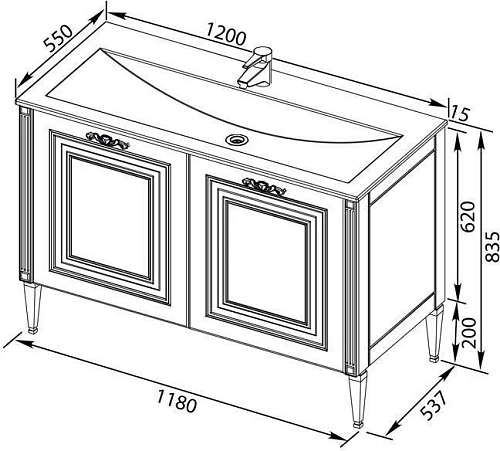 Тумба с раковиной Aquanet Паола 120 белый/серебро (литьевой мрамор) 00181763+00164747 Тумба с раковиной Aquanet Паола 120 белый/серебро (литьевой мрамор) 00181763+00164747