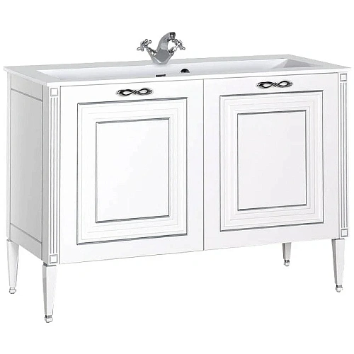 Тумба с раковиной Aquanet Паола 120 белый/серебро (литьевой мрамор) 00213046 Тумба с раковиной Aquanet Паола 120 белый/серебро (литьевой мрамор) 00213046