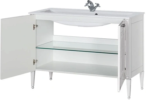 Тумба с раковиной Aquanet Паола 120 белый/серебро (литьевой мрамор) 00213046 Тумба с раковиной Aquanet Паола 120 белый/серебро (литьевой мрамор) 00213046