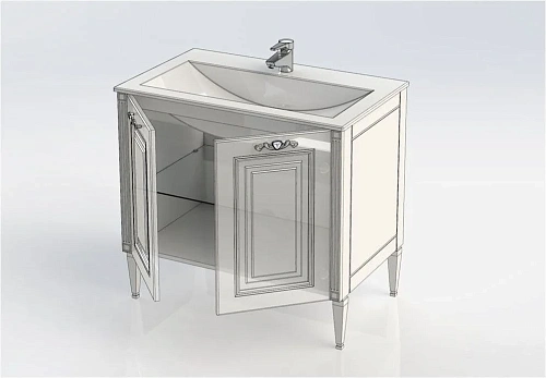 Тумба с раковиной Aquanet Паола 90 белый/золото (литьевой мрамор) 00186116+00164748 Тумба с раковиной Aquanet Паола 90 белый/золото (литьевой мрамор) 00186116+00164748