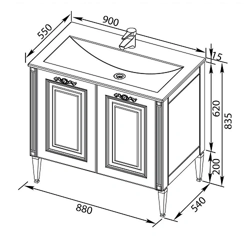 Тумба с раковиной Aquanet Паола 90 белый/золото (литьевой мрамор) 00186116+00164748 Тумба с раковиной Aquanet Паола 90 белый/золото (литьевой мрамор) 00186116+00164748