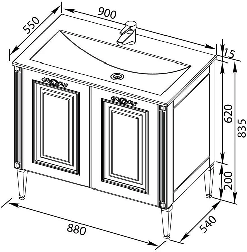 Тумба с раковиной Aquanet Паола 90 белый/золото (литьевой мрамор) 00212621 Тумба с раковиной Aquanet Паола 90 белый/золото (литьевой мрамор) 00212621