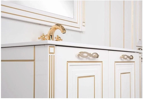 Тумба с раковиной Aquanet Паола 90 белый/золото (литьевой мрамор) 00212621 Тумба с раковиной Aquanet Паола 90 белый/золото (литьевой мрамор) 00212621