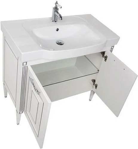 Тумба с раковиной Aquanet Паола 90 белый/серебро (керамика) 00186121+00185340 Тумба с раковиной Aquanet Паола 90 белый/серебро (керамика) 00186121+00185340