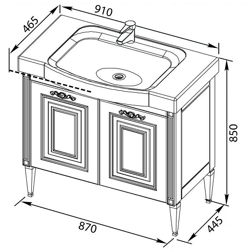 Тумба с раковиной Aquanet Паола 90 белый/серебро (керамика) 00186121+00185340 Тумба с раковиной Aquanet Паола 90 белый/серебро (керамика) 00186121+00185340