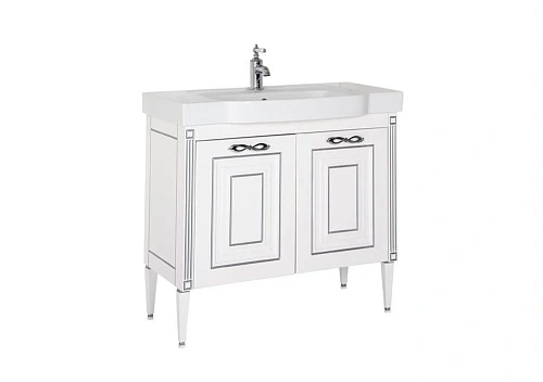 Тумба с раковиной Aquanet Паола 90 белый/серебро (керамика) 00186121+00185340 Тумба с раковиной Aquanet Паола 90 белый/серебро (керамика) 00186121+00185340