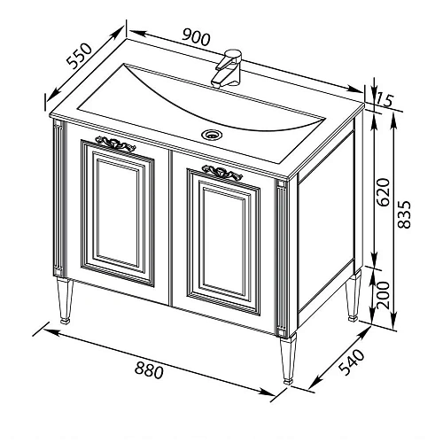 Тумба с раковиной Aquanet Паола 90 белый/серебро (литьевой мрамор) 00181762+00164748 Тумба с раковиной Aquanet Паола 90 белый/серебро (литьевой мрамор) 00181762+00164748
