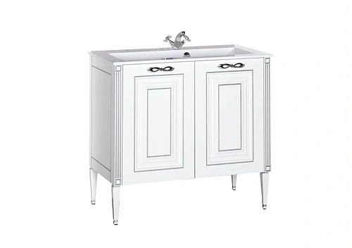 Тумба с раковиной Aquanet Паола 90 белый/серебро (литьевой мрамор) 00181762+00164748 Тумба с раковиной Aquanet Паола 90 белый/серебро (литьевой мрамор) 00181762+00164748