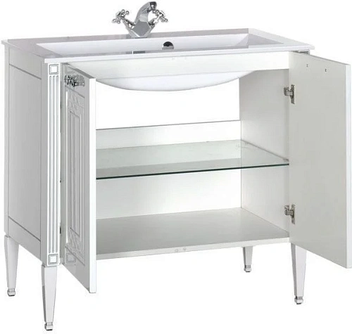 Тумба с раковиной Aquanet Паола 90 белый/серебро (литьевой мрамор) 00213016 Тумба с раковиной Aquanet Паола 90 белый/серебро (литьевой мрамор) 00213016