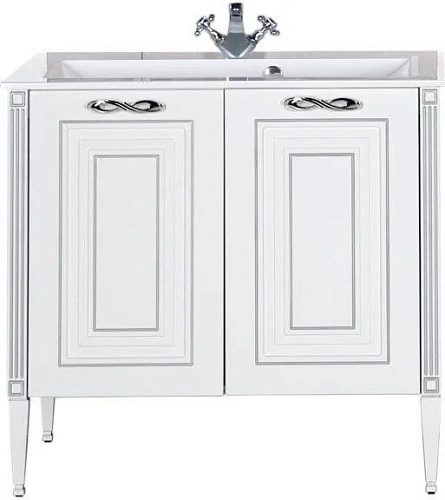 Тумба с раковиной Aquanet Паола 90 белый/серебро (литьевой мрамор) 00213016 Тумба с раковиной Aquanet Паола 90 белый/серебро (литьевой мрамор) 00213016